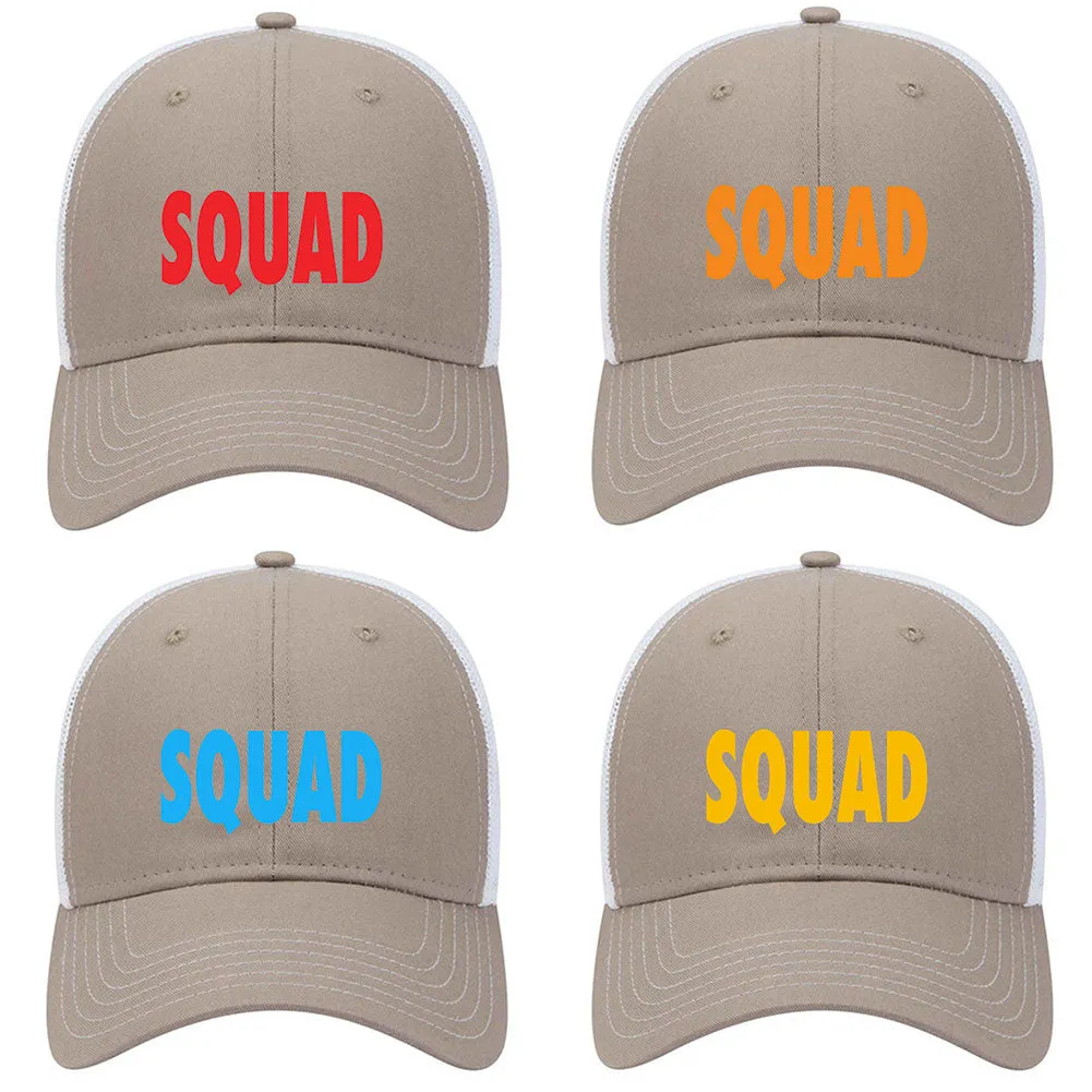 Squad Printed 6 Panel Low Profile Mesh Back Trucker Hat - Bachelorette Party