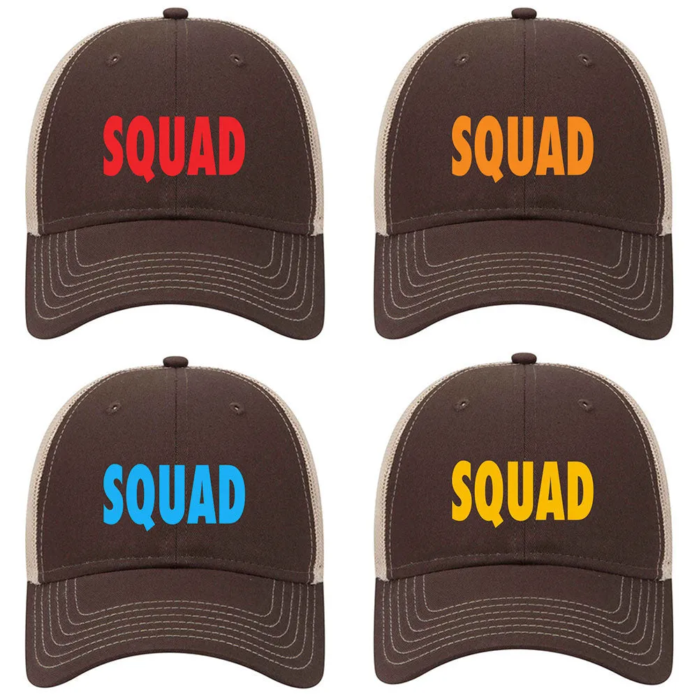 Squad Printed 6 Panel Low Profile Mesh Back Trucker Hat - Bachelorette Party