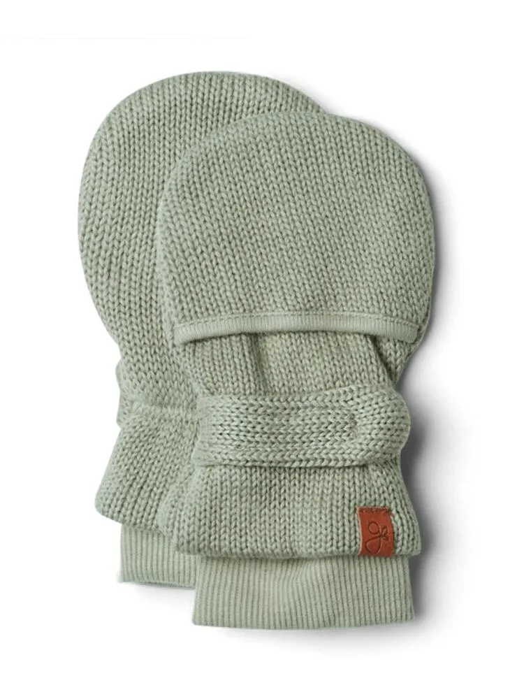 Stay-On Scratch Mittens - Khaki Knit