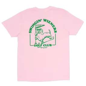 swingin’ wieners golf club unisex pocket tee | caddy pink