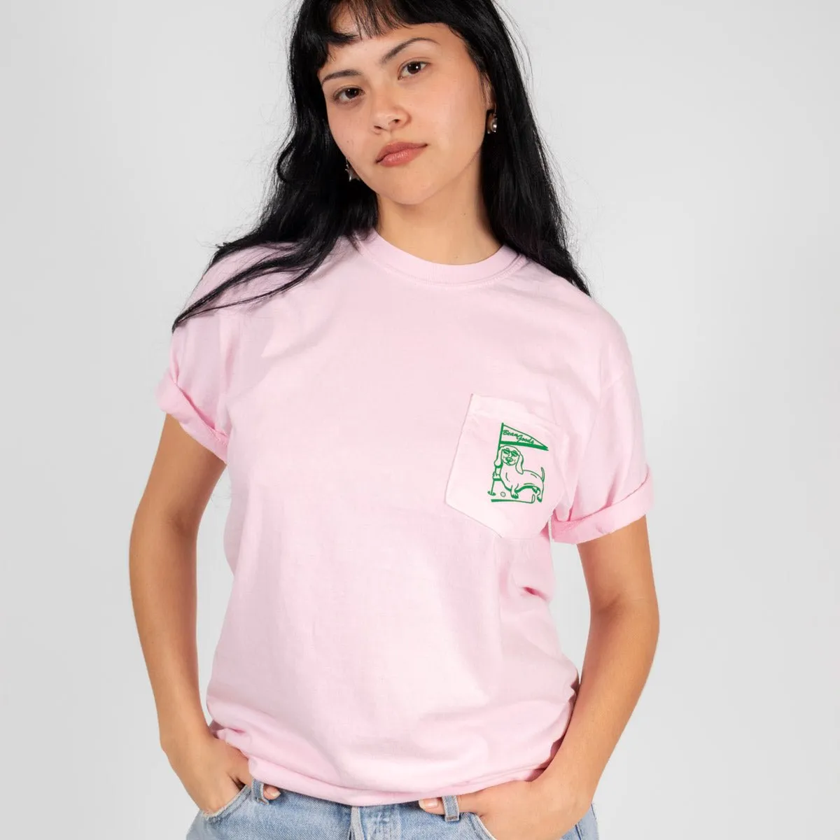 swingin’ wieners golf club unisex pocket tee | caddy pink