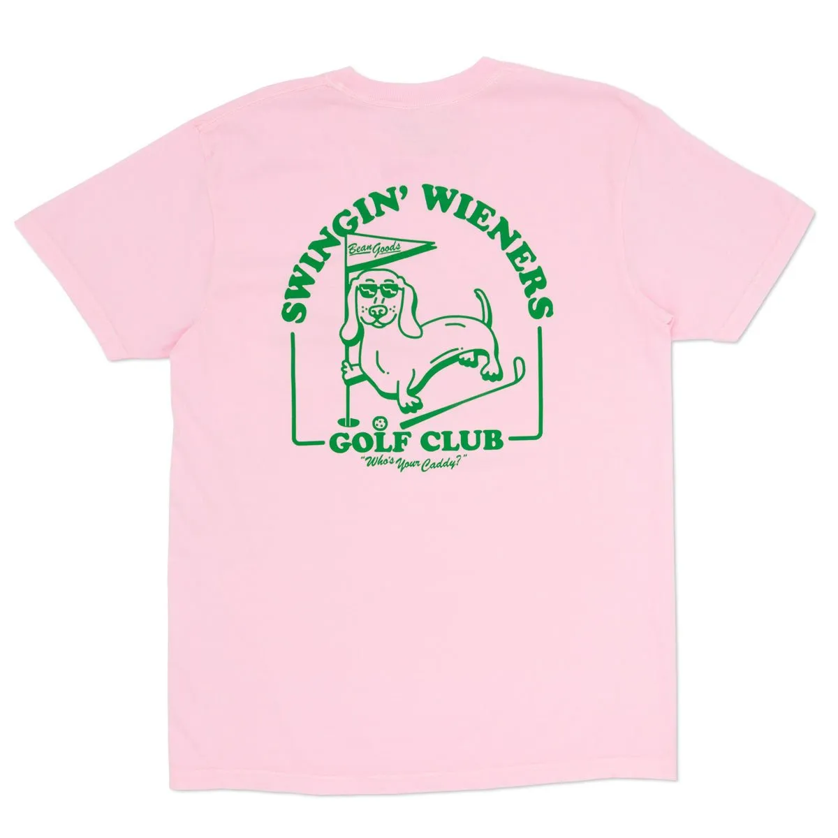 swingin’ wieners golf club unisex pocket tee | caddy pink