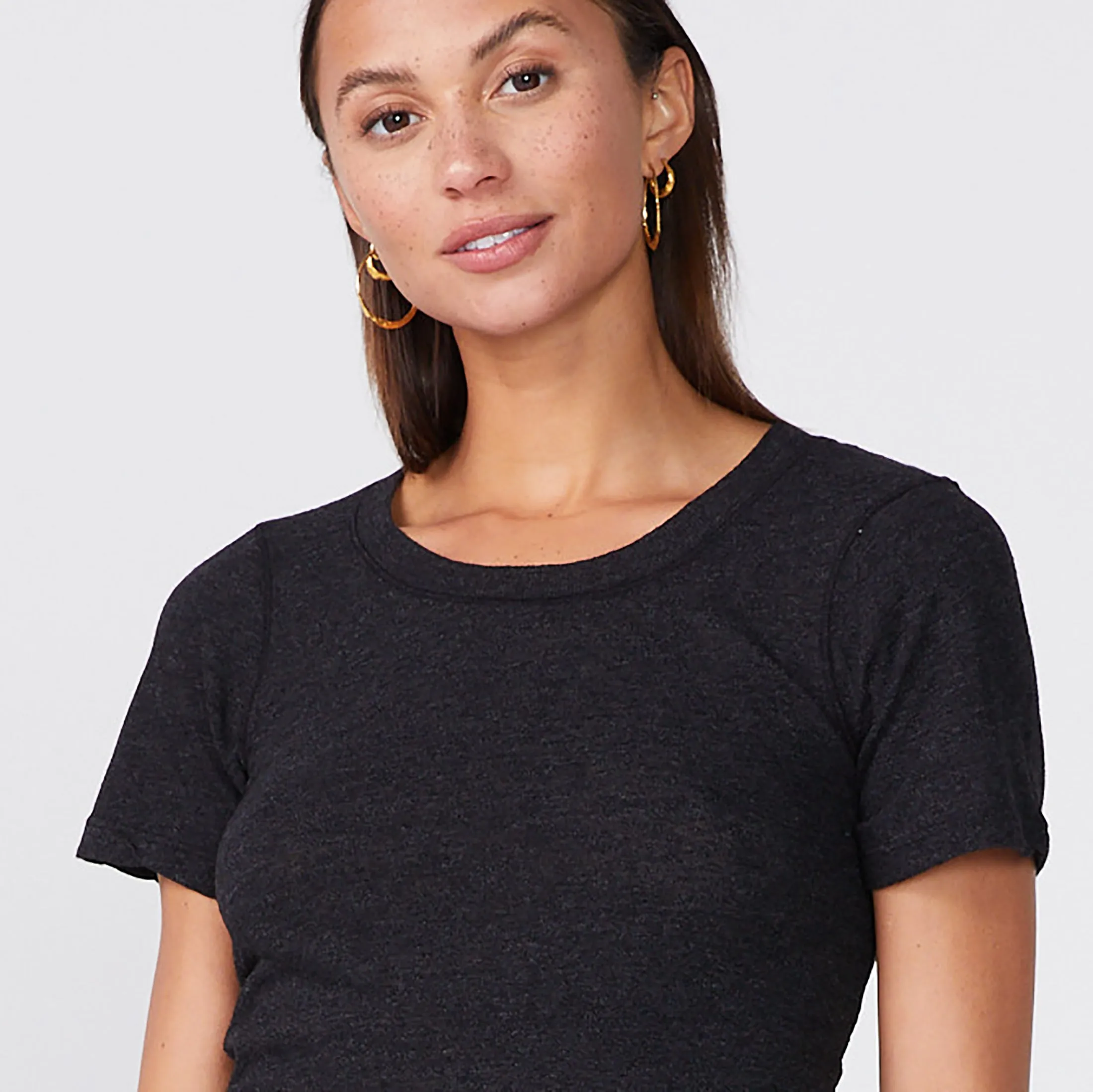 Textured Tri-Blend Fitted Crew Neck Tee