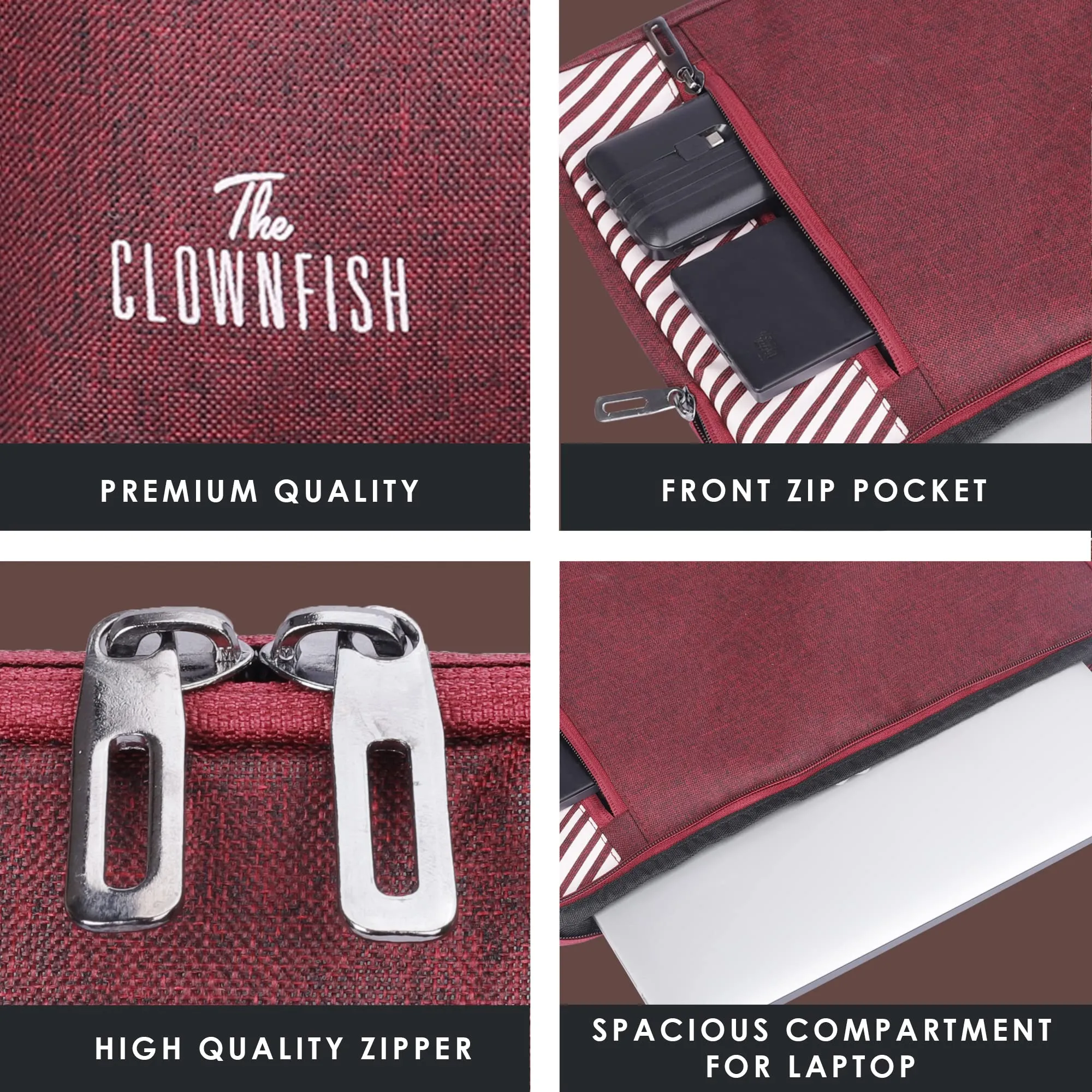 THE CLOWNFISH Algo Polyester Unisex 14 Inch Laptop Bag Tablet Case (Maroon)