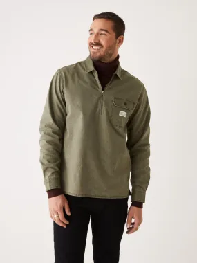 The Half-Zip Twill Popover Overshirt in Khaki