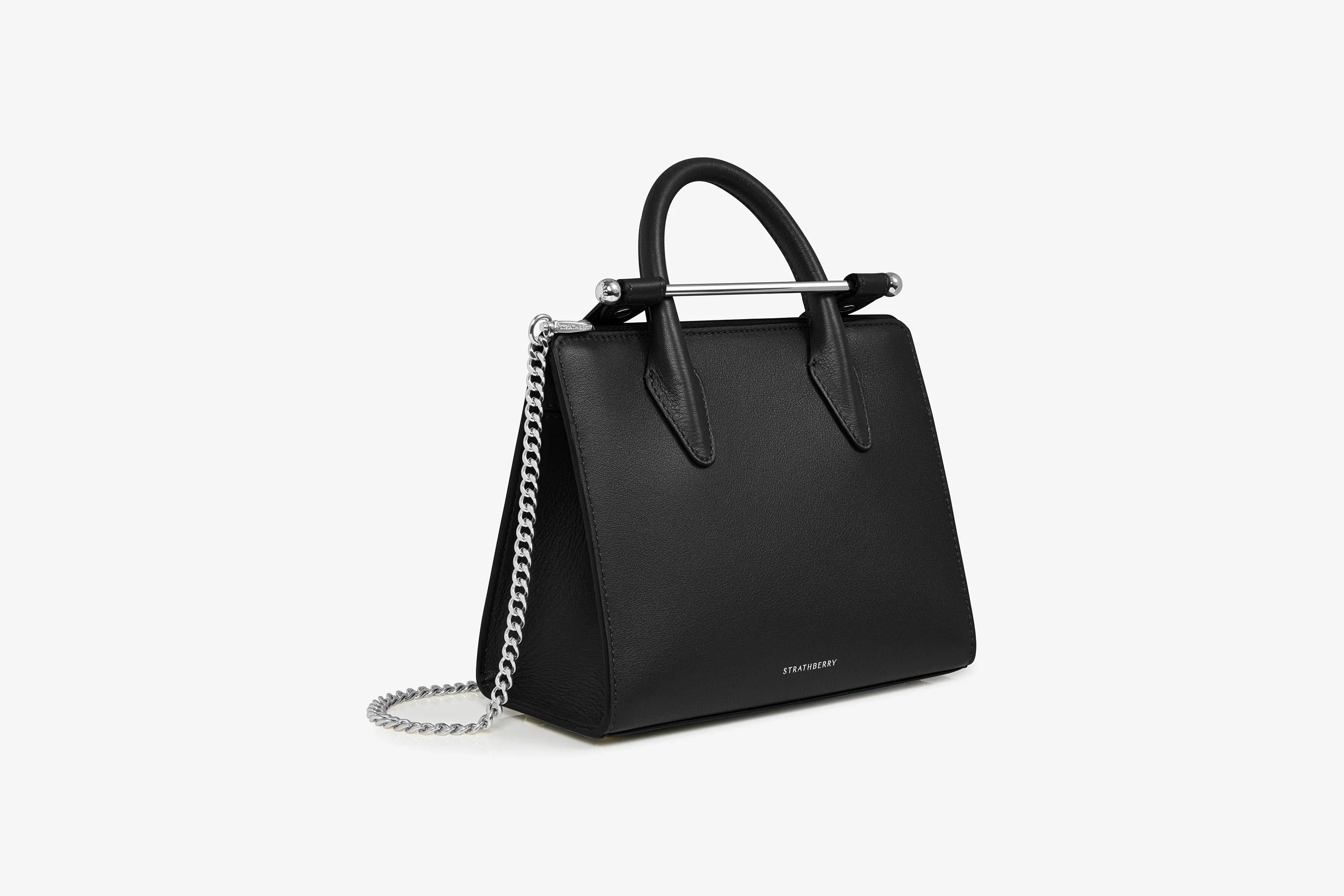 The Strathberry Mini Tote - Black with Silver Hardware