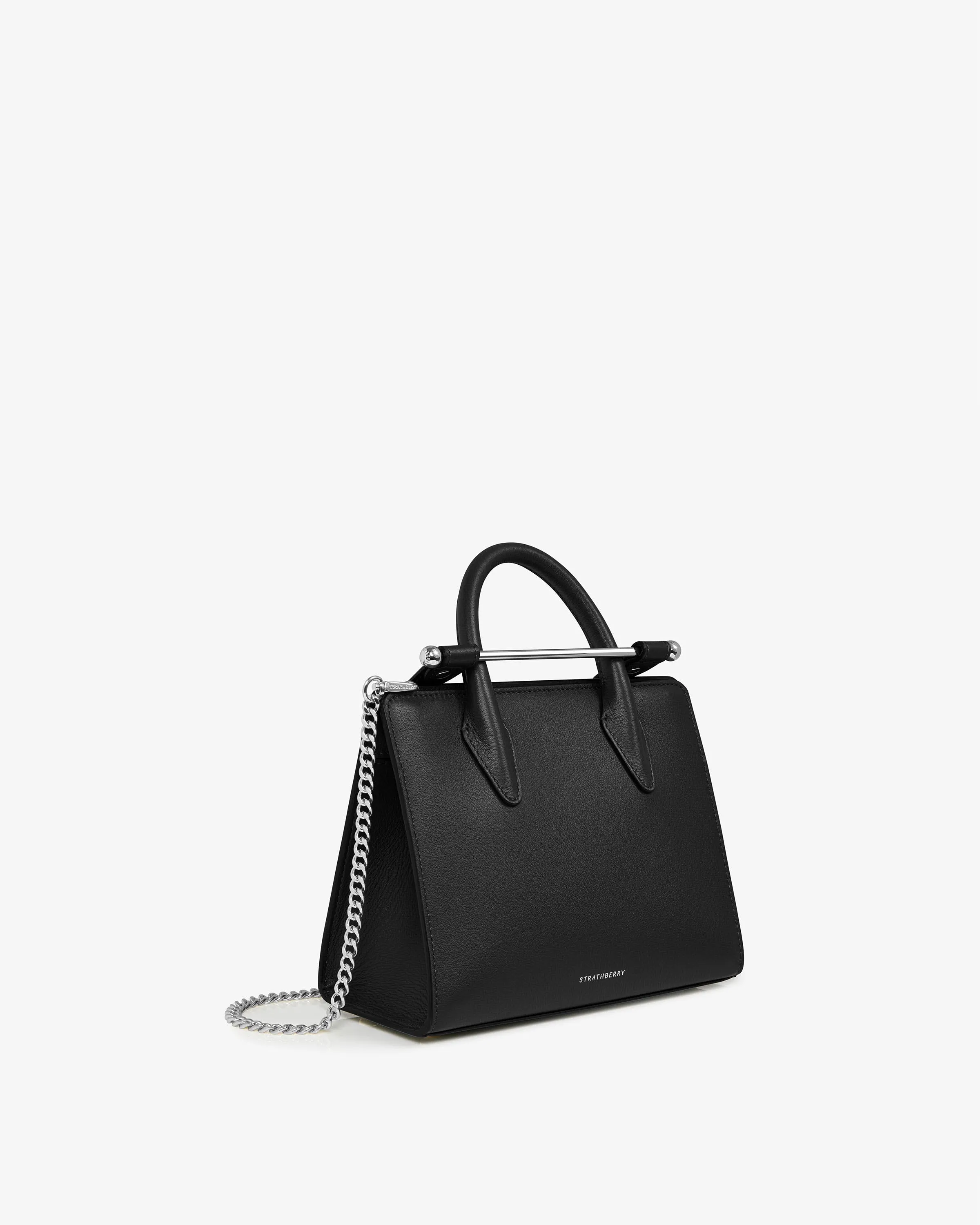 The Strathberry Mini Tote - Black with Silver Hardware