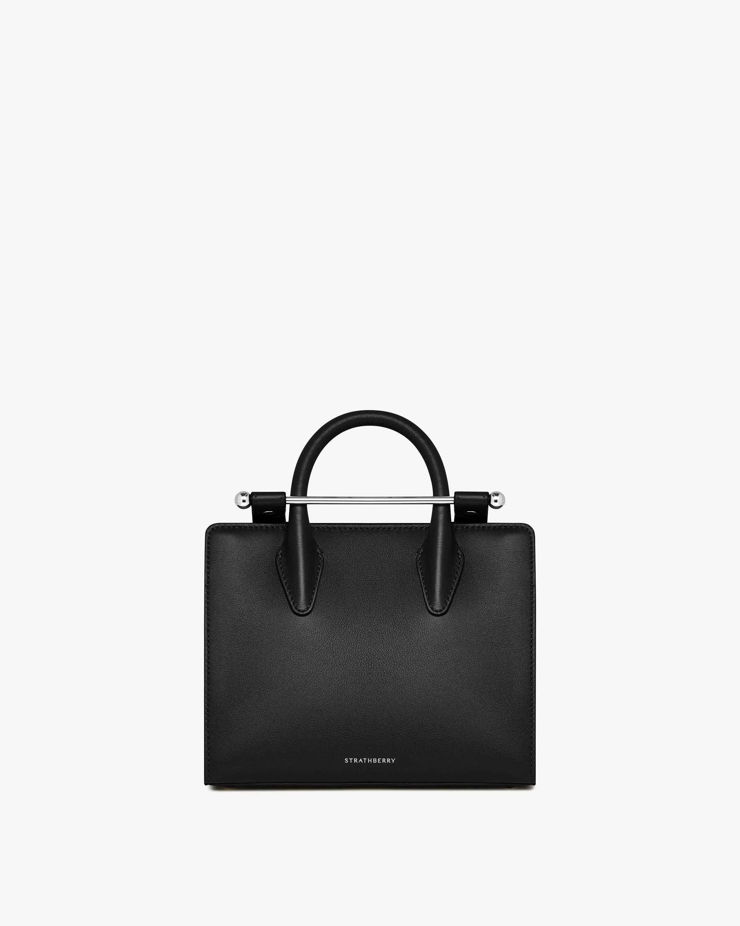 The Strathberry Mini Tote - Black with Silver Hardware