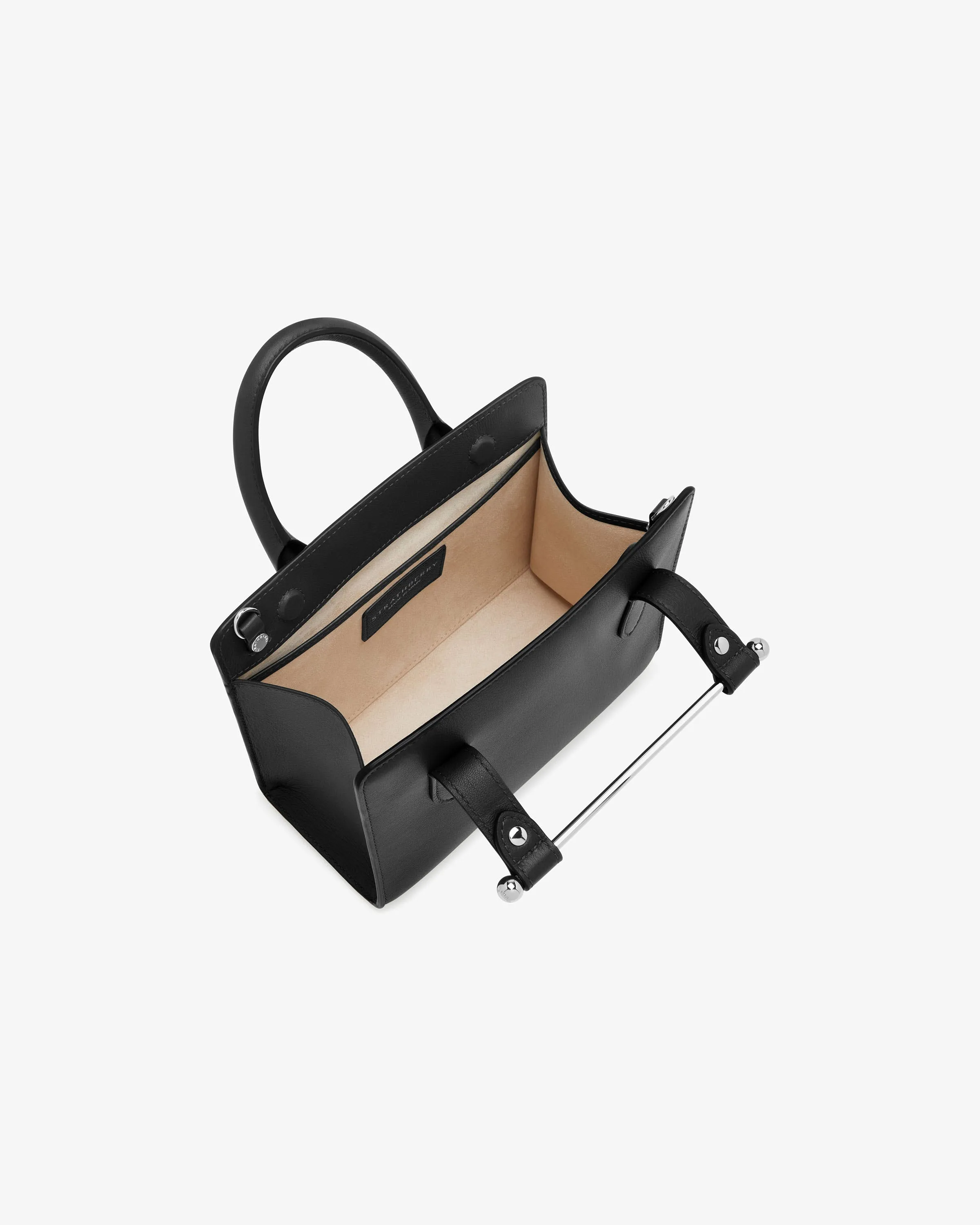 The Strathberry Mini Tote - Black with Silver Hardware