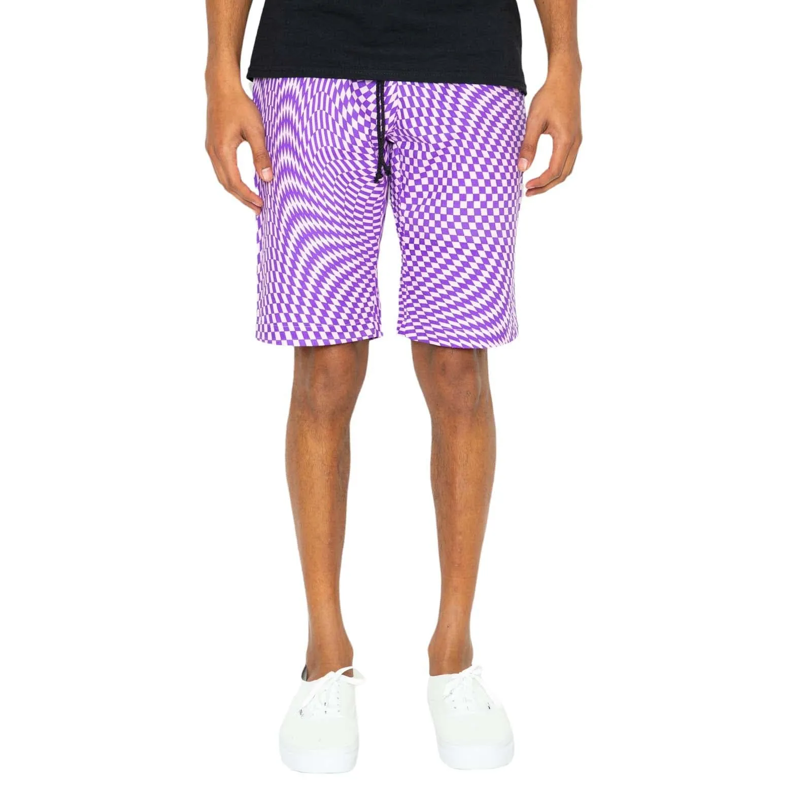 Trippy Check Shorts - Lilac & Purple