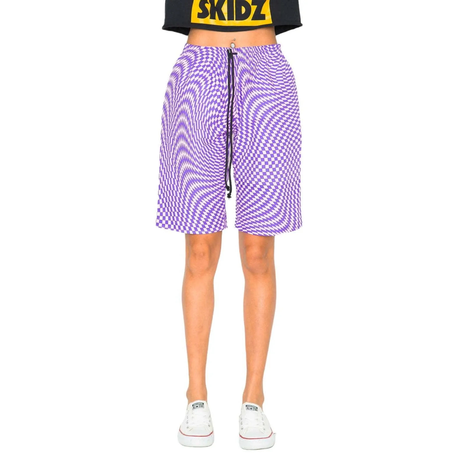 Trippy Check Shorts - Lilac & Purple