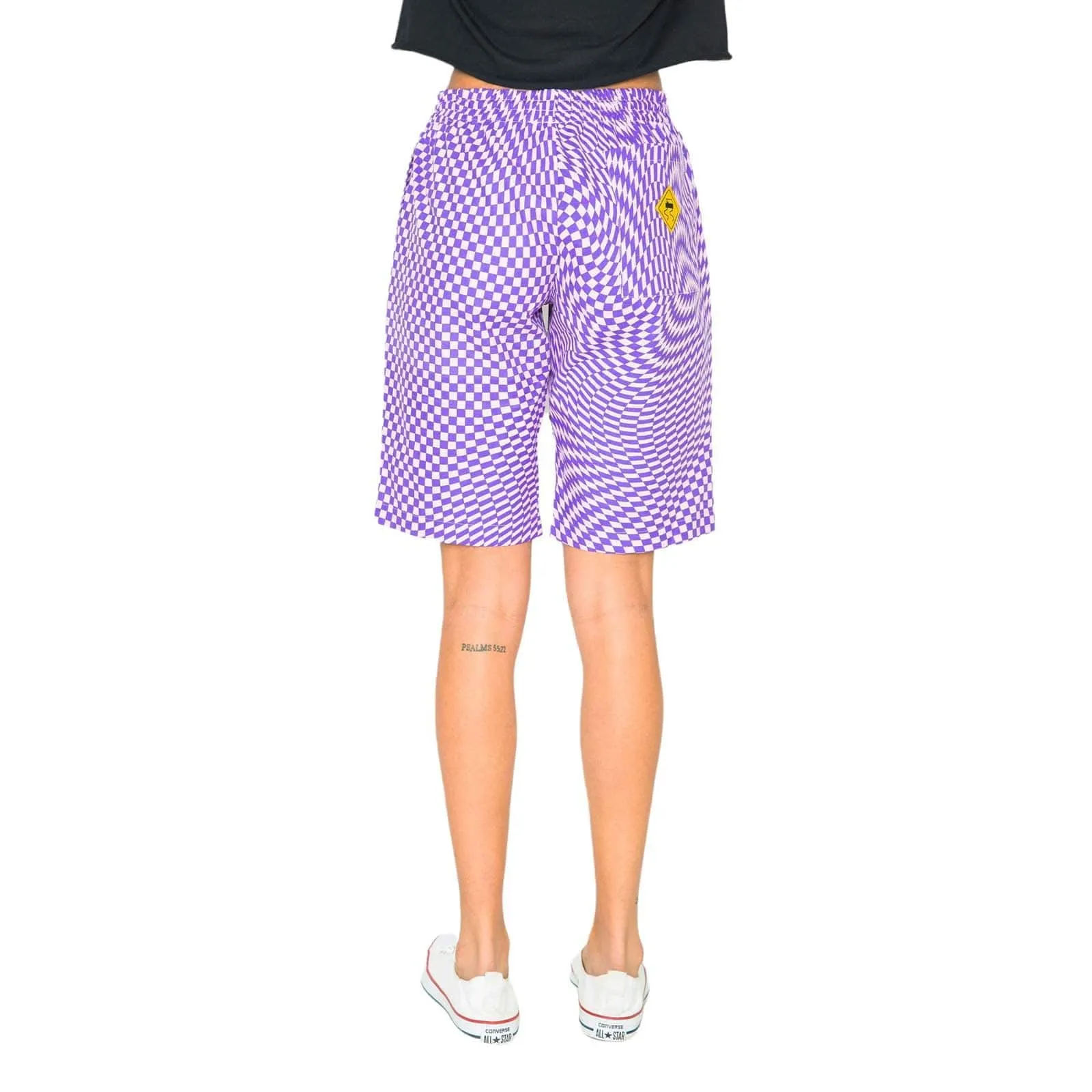 Trippy Check Shorts - Lilac & Purple