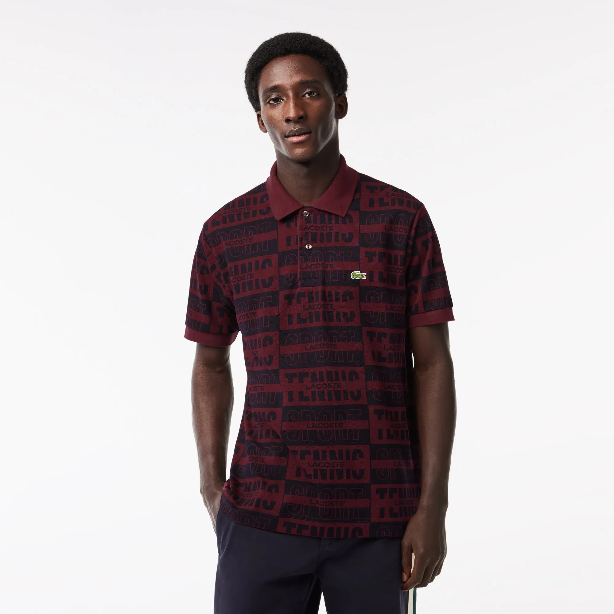 Two Tone Badge Print Polo Shirt