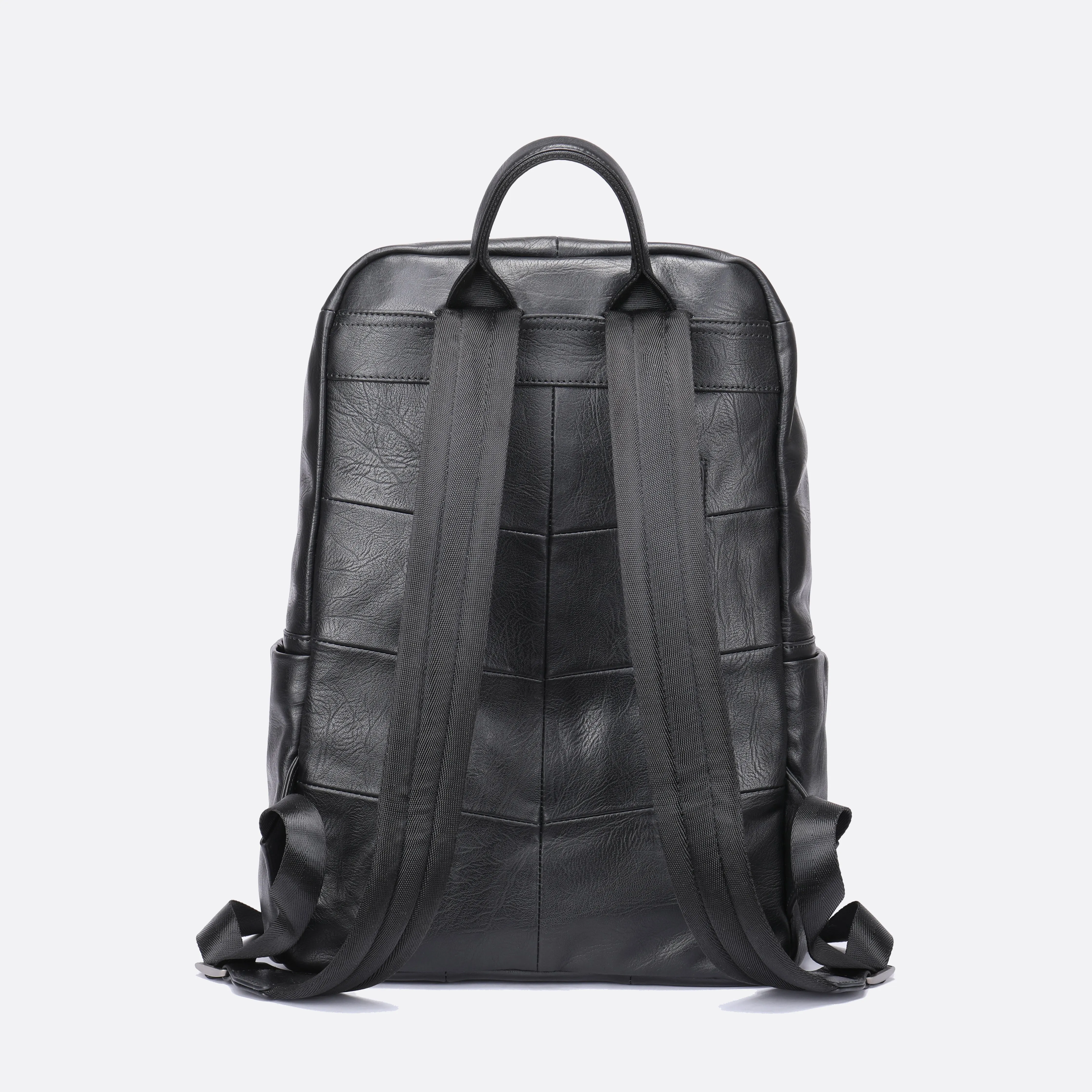 Unisex cowhide leather backpack Snap design V2