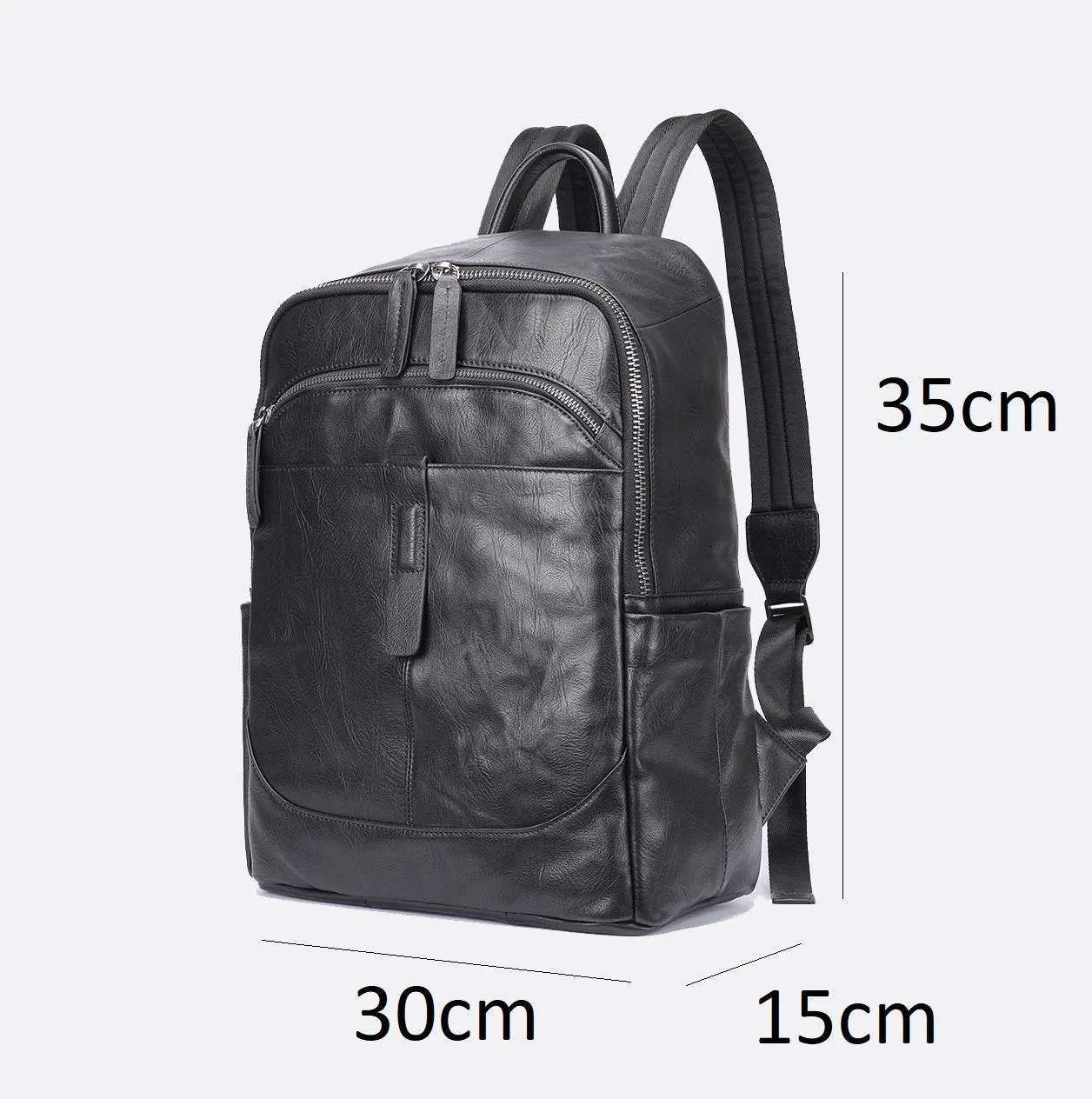 Unisex cowhide leather backpack Snap design V2