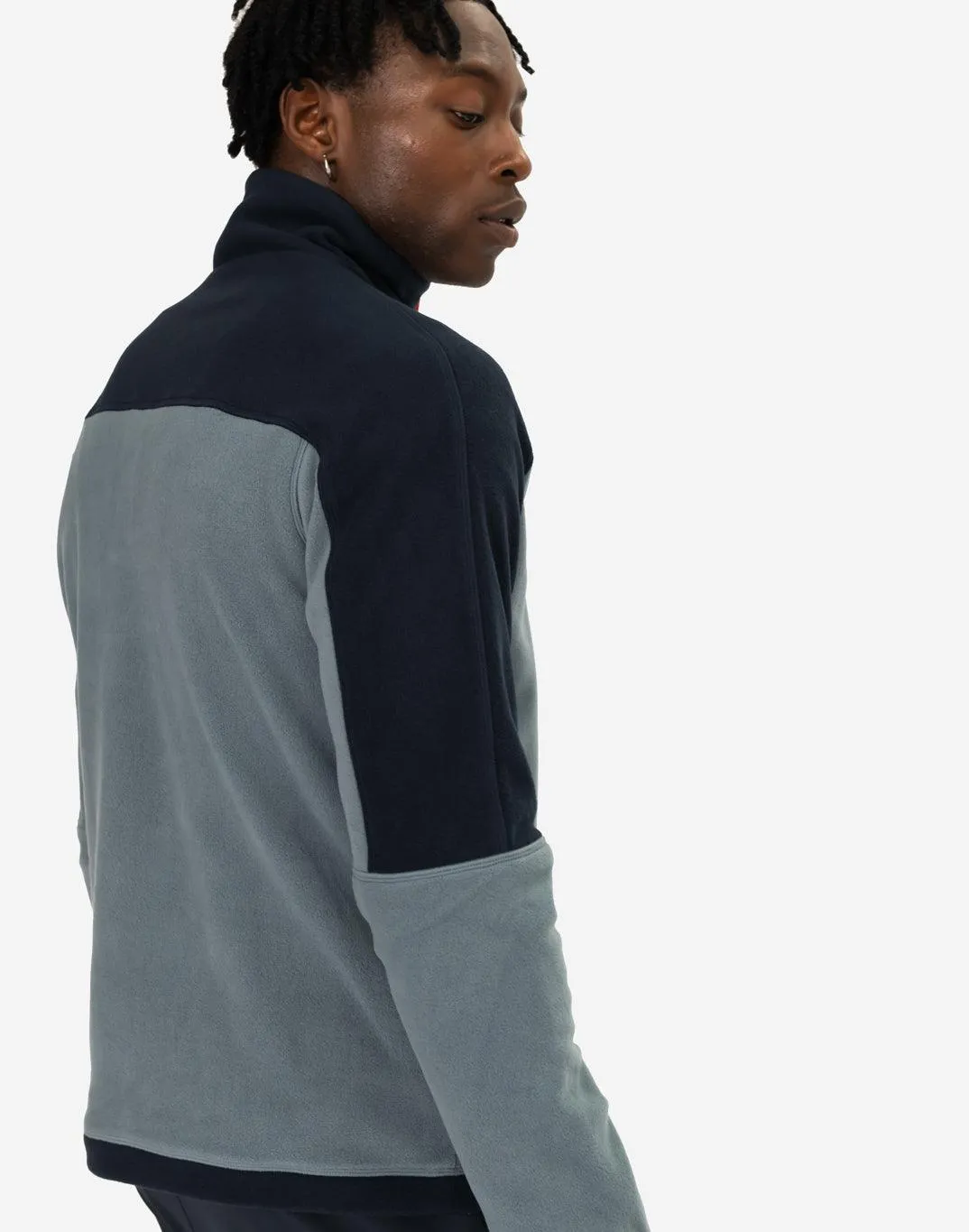 Unisex Half Zip Polar Fleece in Stone Blue