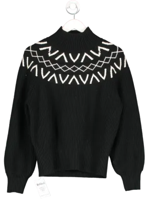 Varley Black Marcie Fairisle Yoke Knit Pullover Sweater UK S