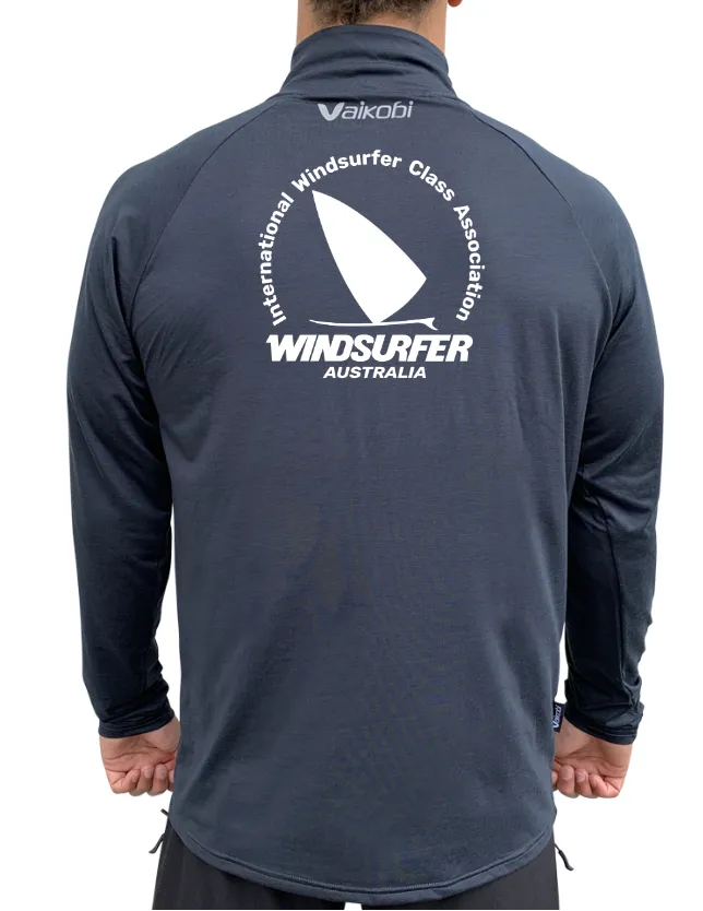 WINDSURFER - UV Long Sleeve ZIP Tech Top - Charcoal- CUSTOM