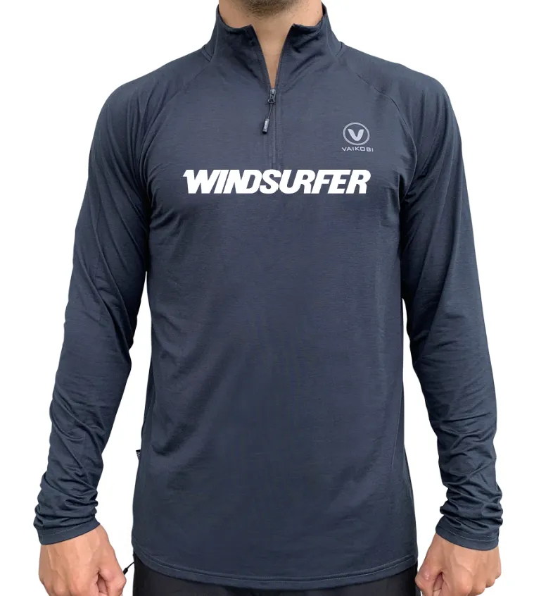 WINDSURFER - UV Long Sleeve ZIP Tech Top - Charcoal- CUSTOM