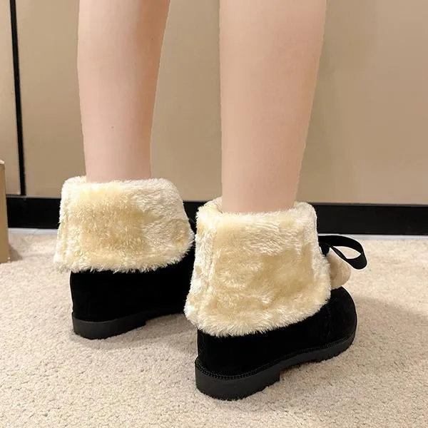 Women's Casual Bow Fur Ball Short Snow Boots 90418165S