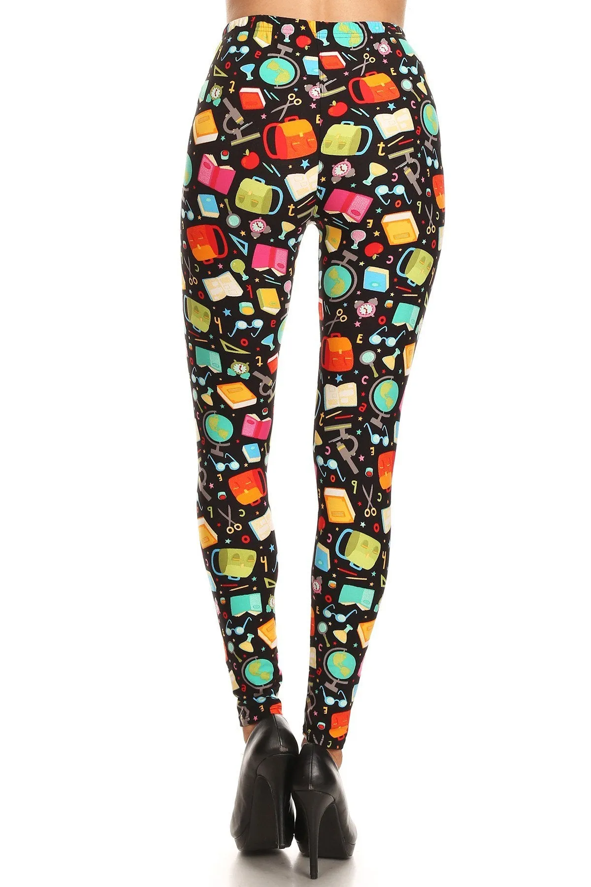 Women's Plus Back to School Pattern Printed Leggings