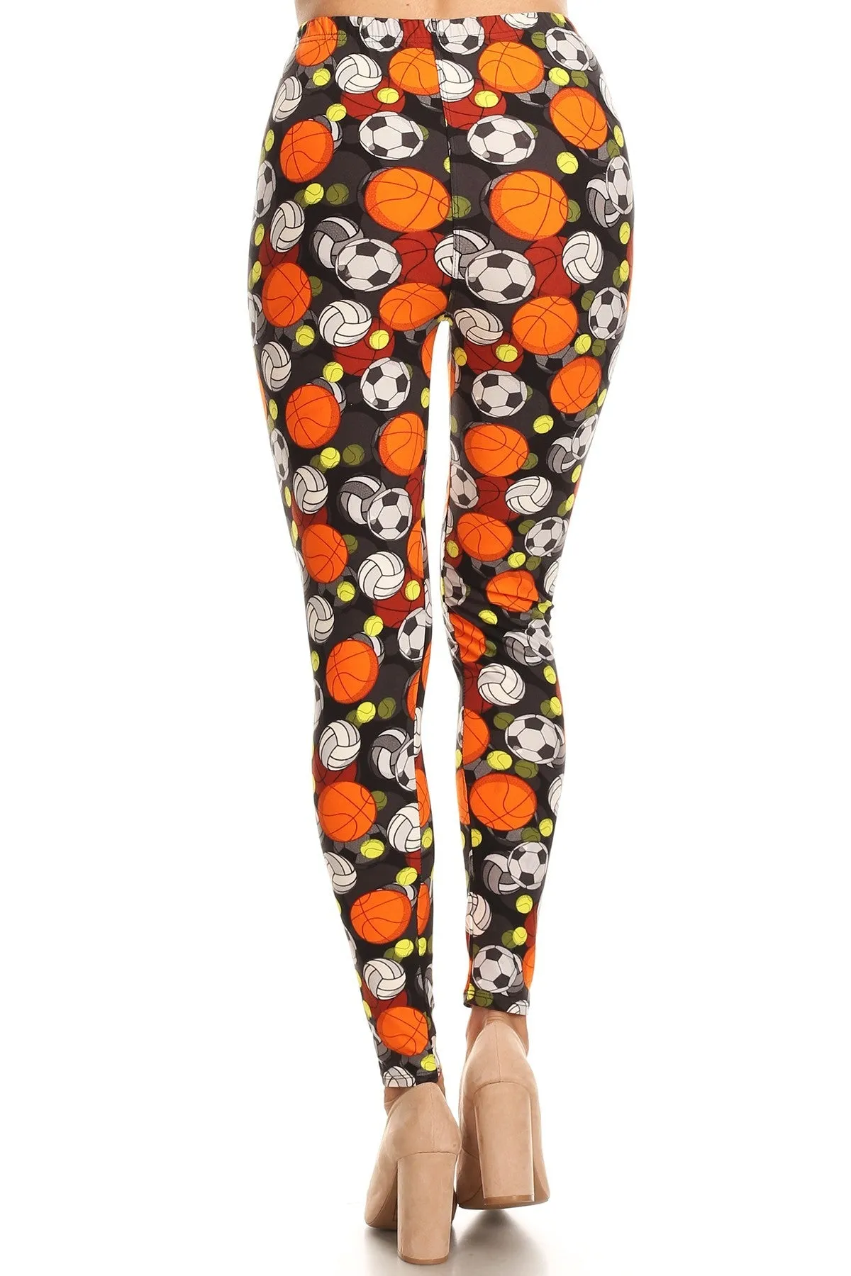 Women's Plus Sports Theme Pattern Printed Leggings