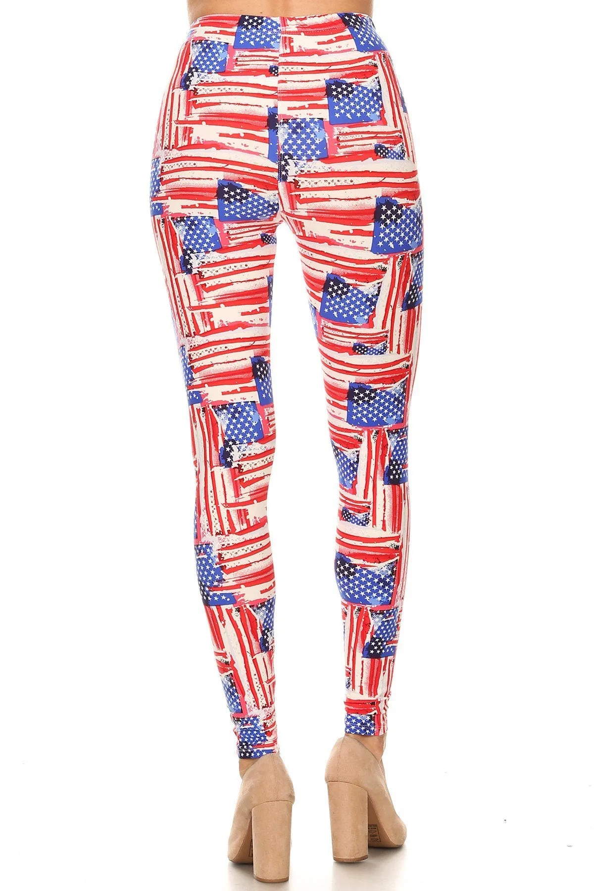 Women's Regular American Flag Distressed Look Pattern Printed Leggings