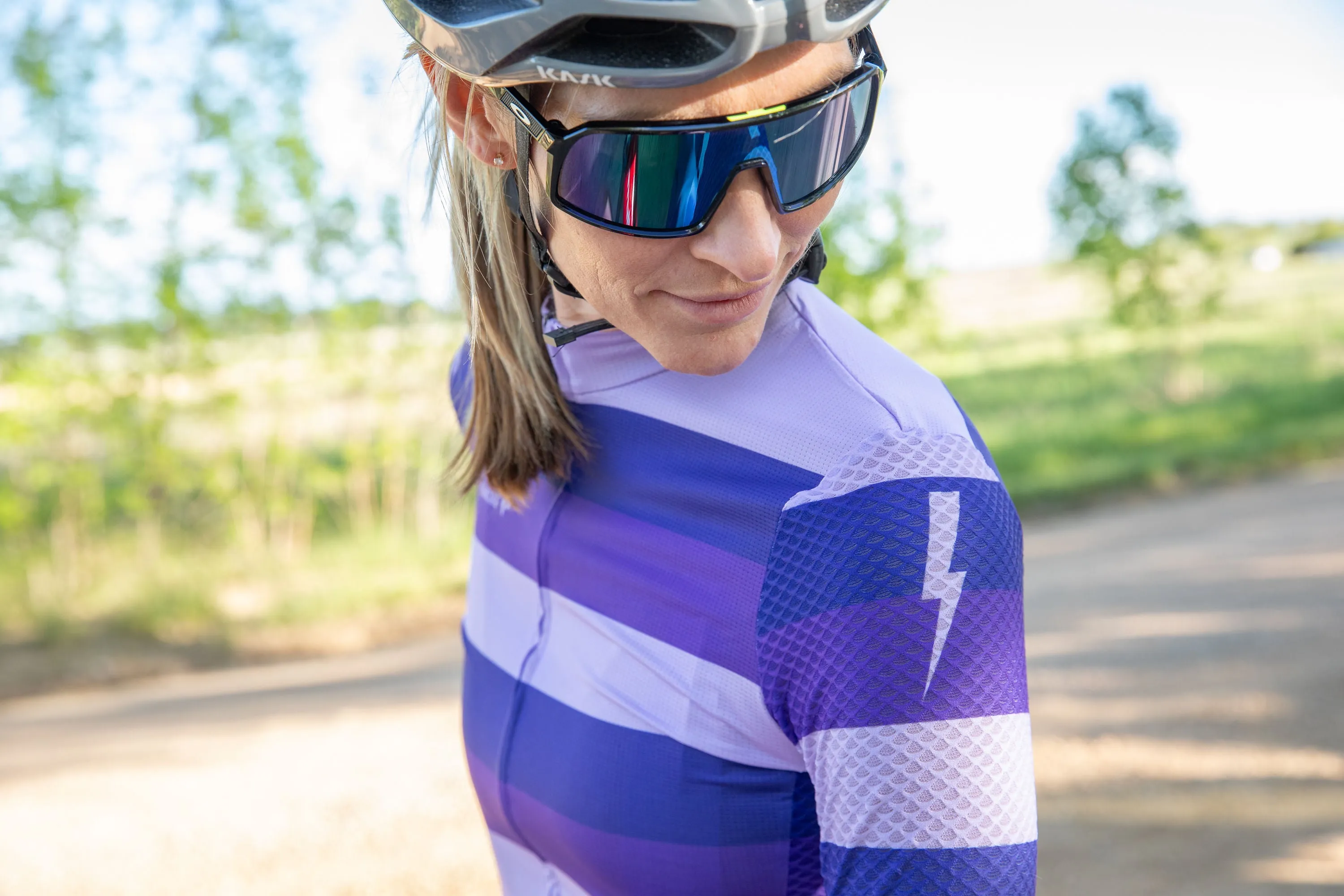 W's Pro AIR  Long Sleeve Jersey - Purple Stripes