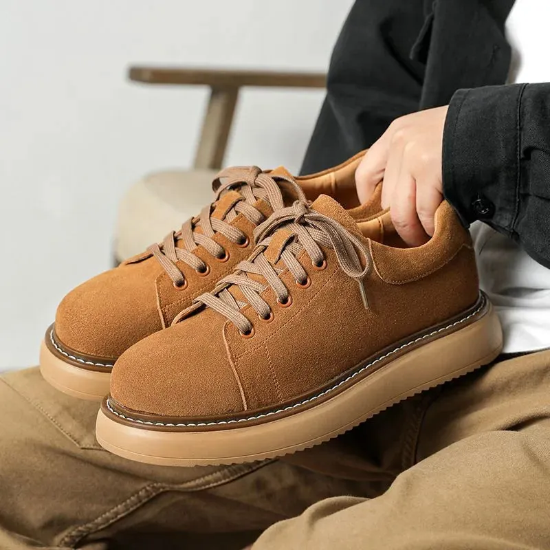 Xituodai  Men's Casual Shoes Cow Suede Genuine Leather Men Classic Retro Lace-up Thick Sole Tooling Shoes Mens Outdoor Oxfords