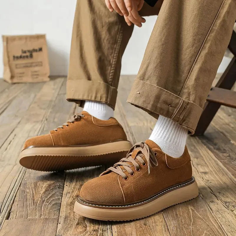 Xituodai  Men's Casual Shoes Cow Suede Genuine Leather Men Classic Retro Lace-up Thick Sole Tooling Shoes Mens Outdoor Oxfords