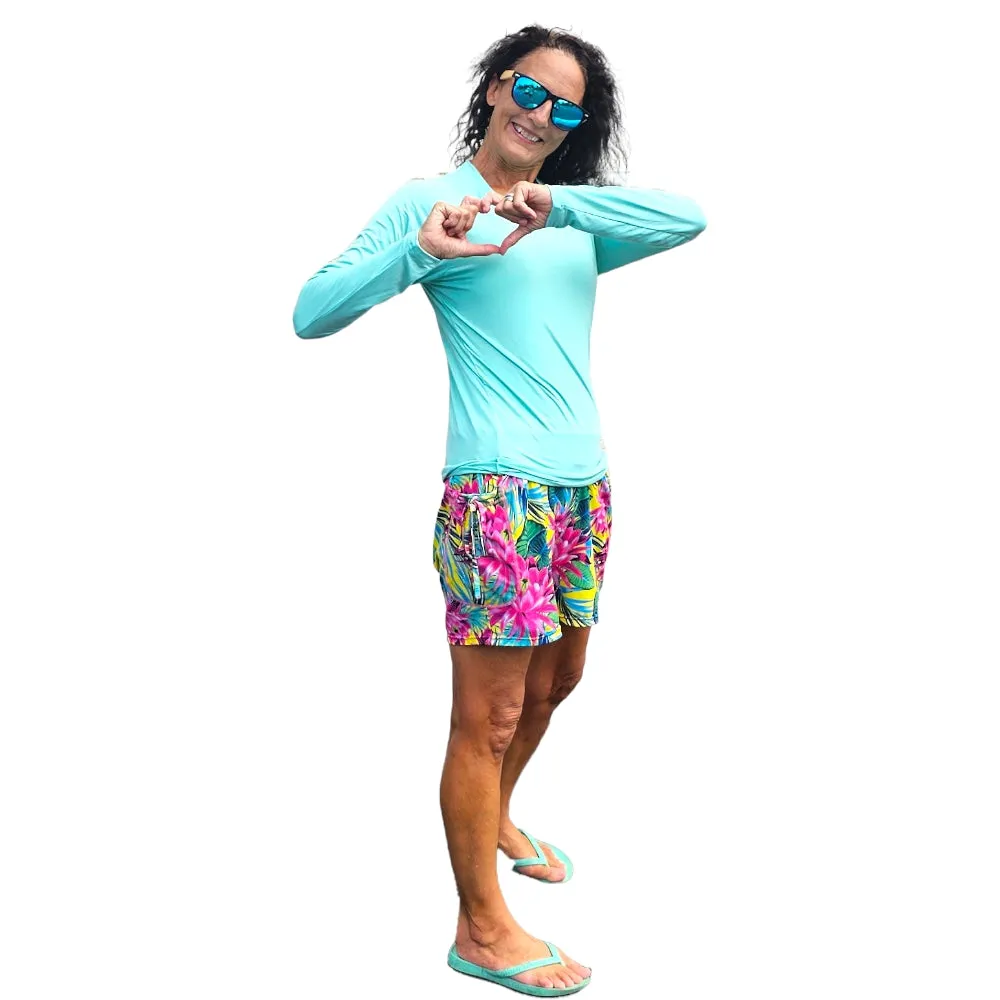 YOGAZ Lotus Flower Blossom Tropical & Colorful Fun Shorts