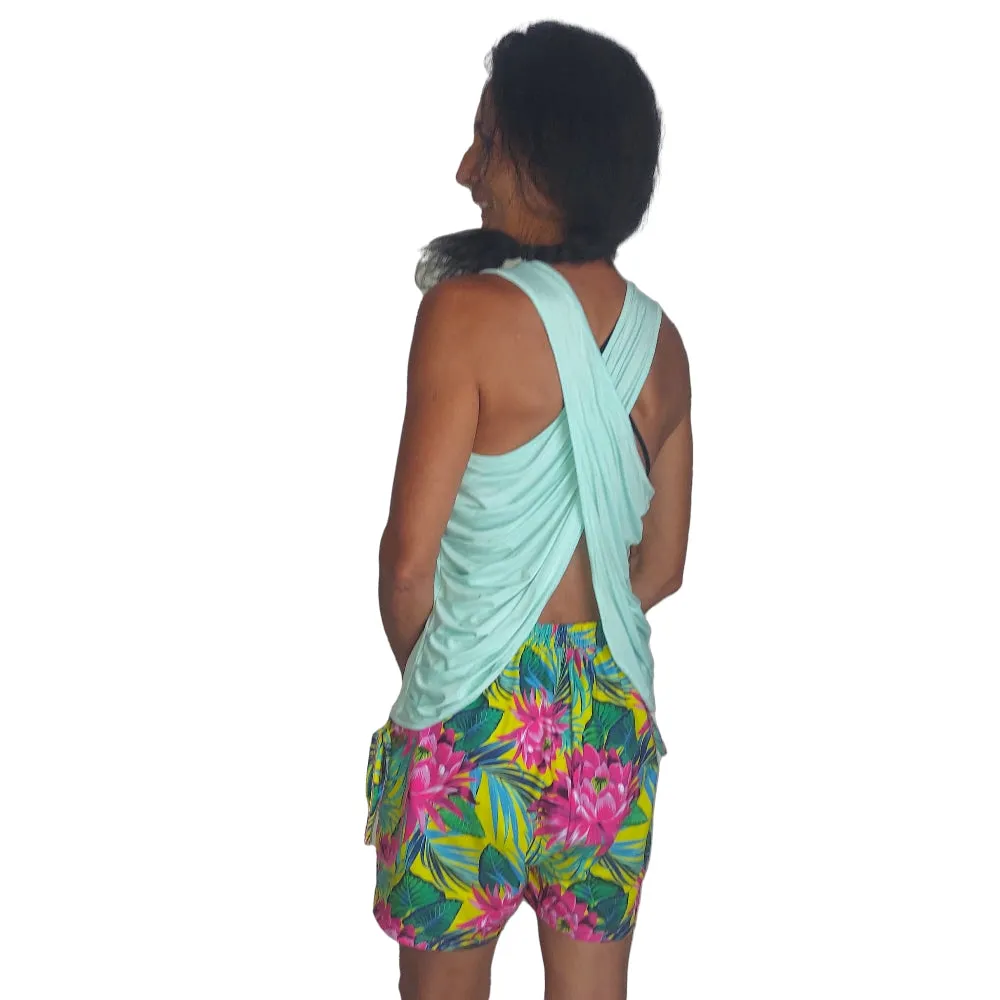 YOGAZ Lotus Flower Blossom Tropical & Colorful Fun Shorts