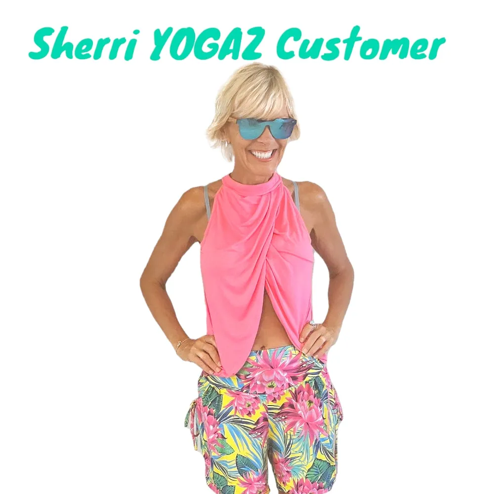 YOGAZ Lotus Flower Blossom Tropical & Colorful Fun Shorts