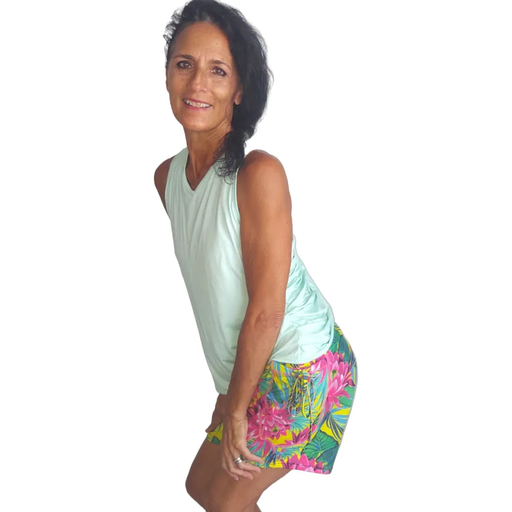 YOGAZ Lotus Flower Blossom Tropical & Colorful Fun Shorts